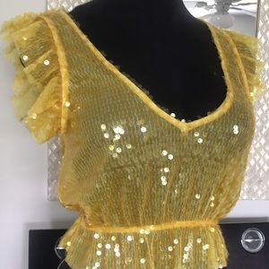 Zara yellow sequin Top (small)